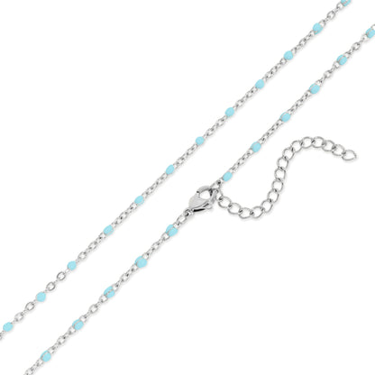 18K Gold Stainless Steel Turquoise Chain Necklace / CHN0094