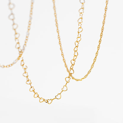 18K Gold PVD Stainless Steel Heart Chain Necklace / CHN0096