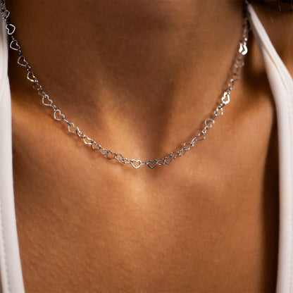18K Gold PVD Stainless Steel Heart Chain Necklace / CHN0096