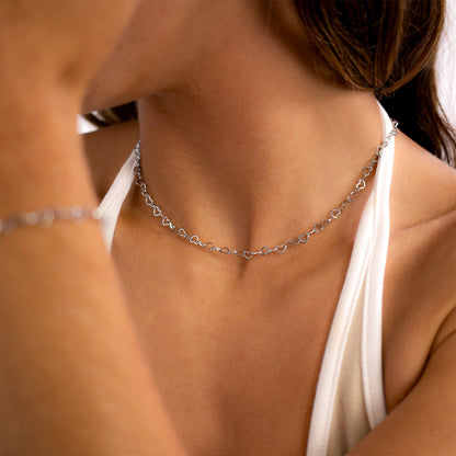 18K Gold PVD Stainless Steel Heart Chain Necklace / CHN0096