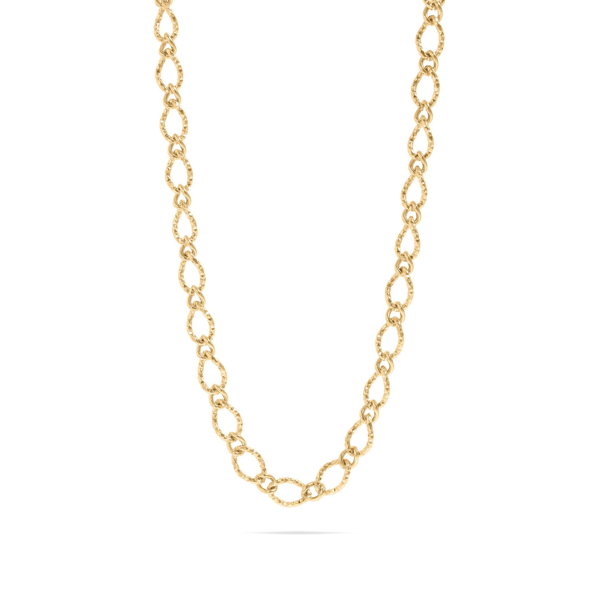 18K Gold PVD Stainless Steel Hammered Oval Chain Necklace / CHN0097