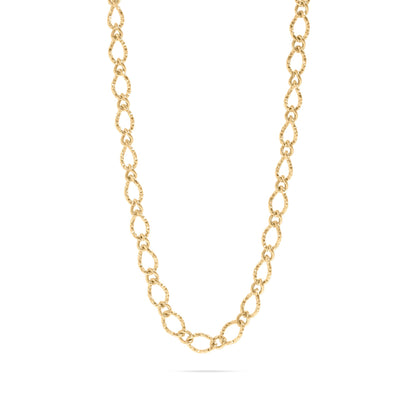 18K Gold PVD Stainless Steel Hammered Oval Chain Necklace / CHN0097