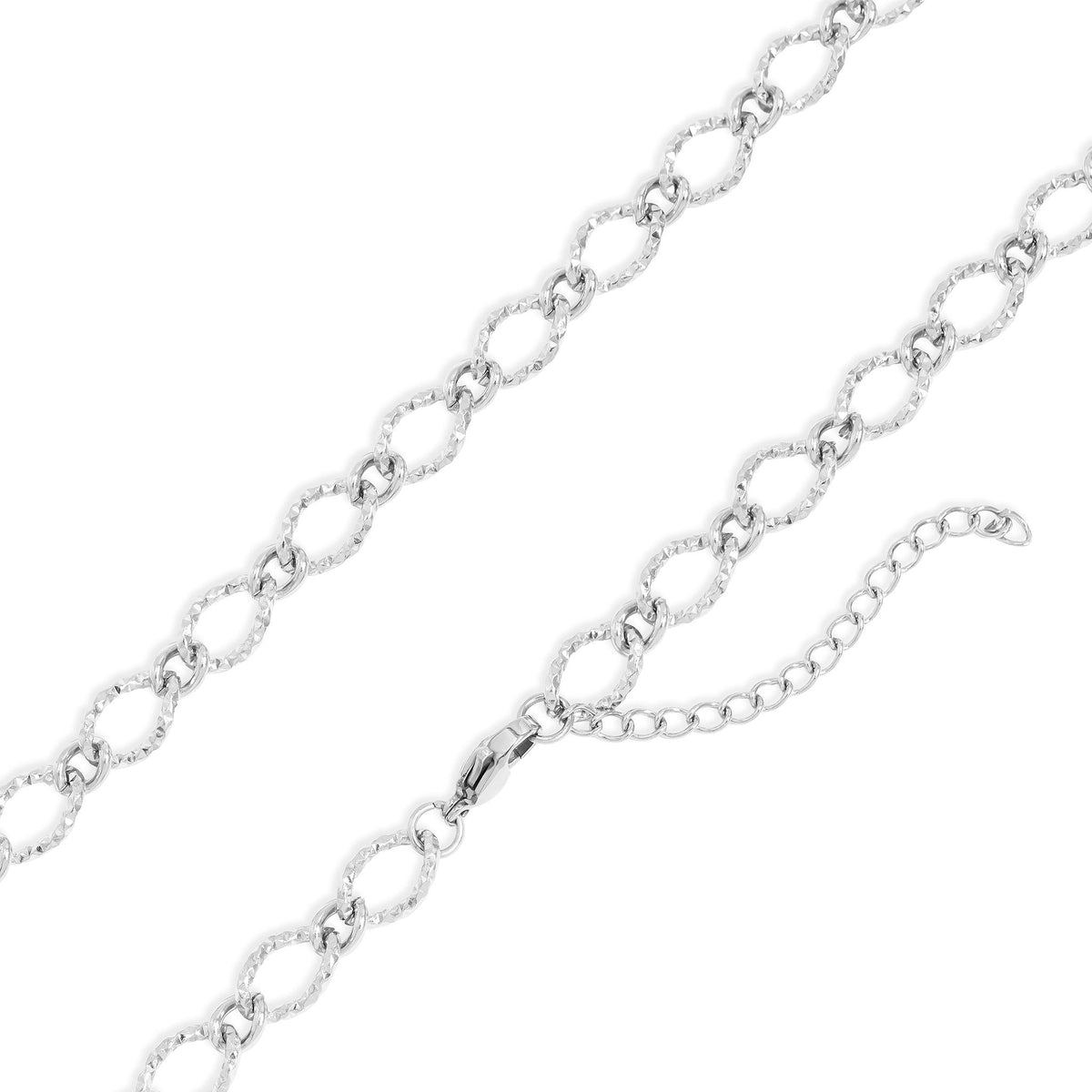 18K Gold PVD Stainless Steel Hammered Oval Chain Necklace / CHN0097