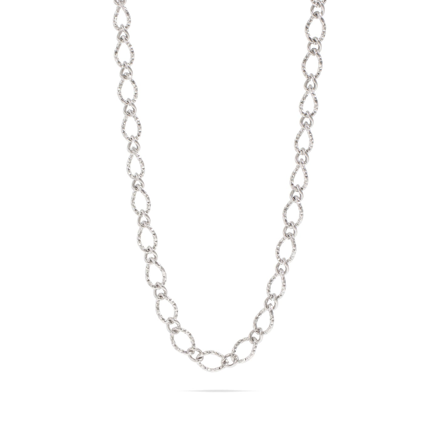 18K Gold PVD Stainless Steel Hammered Oval Chain Necklace / CHN0097