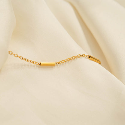 18K Gold PVD Stainless Steel Satellite Bar Chain Bracelet / BRJ1067