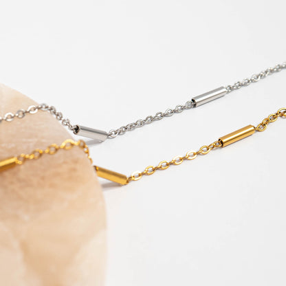 18K Gold PVD Stainless Steel Satellite Bar Chain Bracelet / BRJ1067