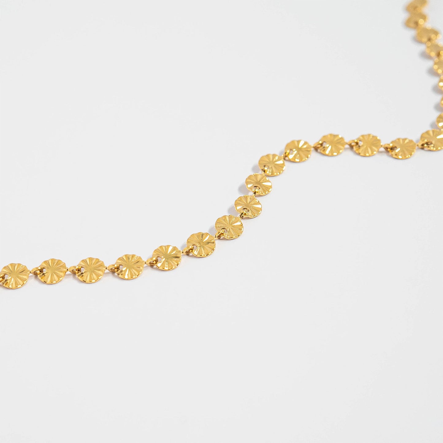 18K Gold PVD Stainless Steel Sunburst Chain Necklace / CHN0099