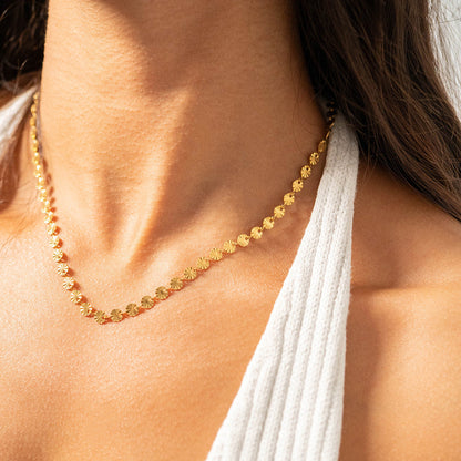 18K Gold PVD Stainless Steel Sunburst Chain Necklace / CHN0099