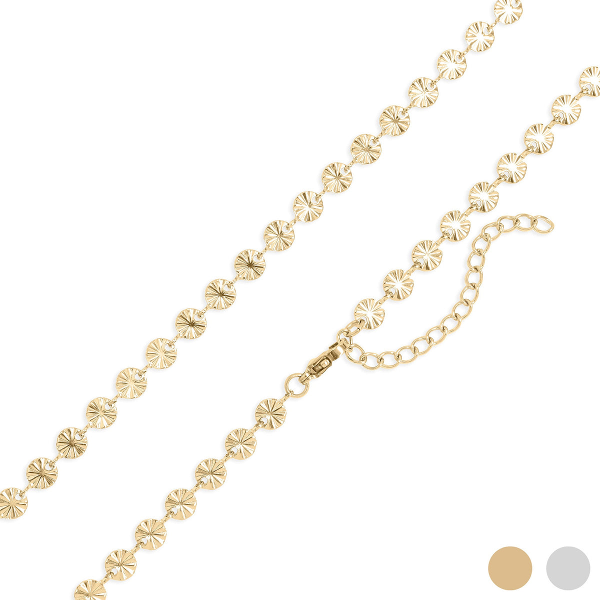 18K Gold PVD Stainless Steel Sunburst Chain Necklace / CHN0099