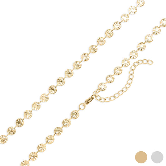18K Gold PVD Stainless Steel Sunburst Chain Necklace / CHN0099