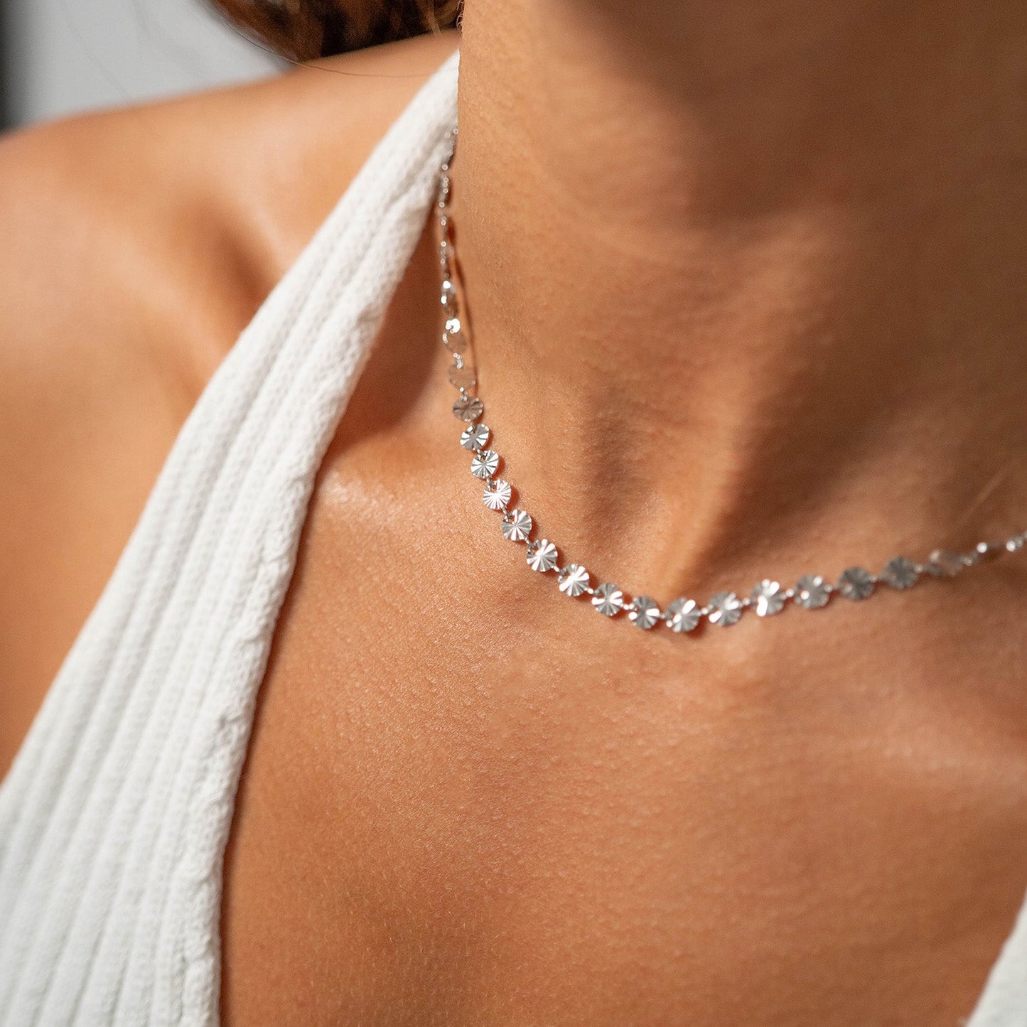 18K Gold PVD Stainless Steel Sunburst Chain Necklace / CHN0099