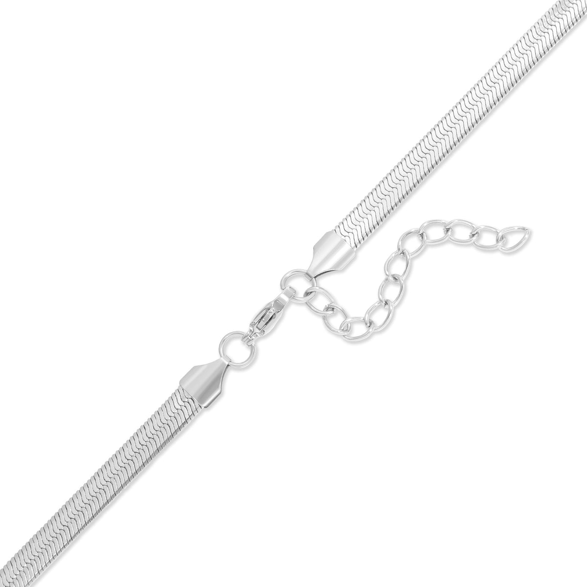 18K Gold PVD Stainless Steel Herringbone Charm Holder Necklace / CHN0101
