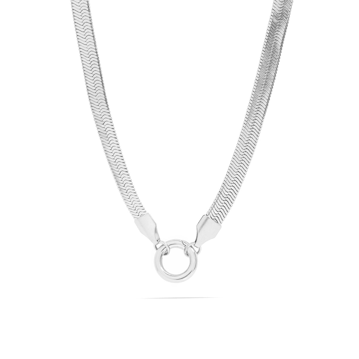 18K Gold PVD Stainless Steel Herringbone Charm Holder Necklace / CHN0101