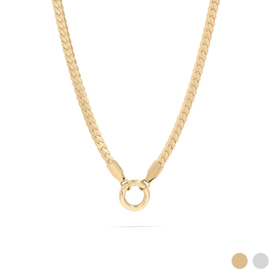 18K Gold PVD Stainless Steel Curb Chain Charm Holder Necklace / CHN0102