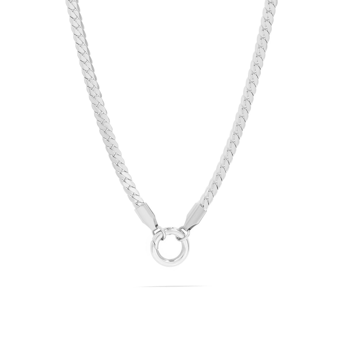 18K Gold PVD Stainless Steel Curb Chain Charm Holder Necklace / CHN0102