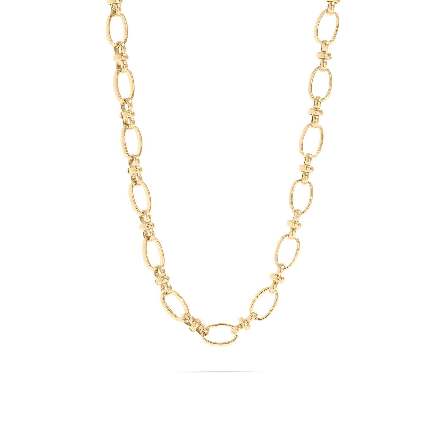 18K Gold PVD Stainless Steel Circle Charm Chain Necklace / CHN0104