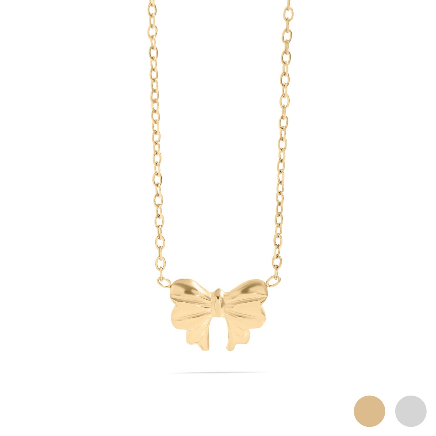 18K Gold PVD Stainless Steel Bow Pendant Necklace / CHN0106