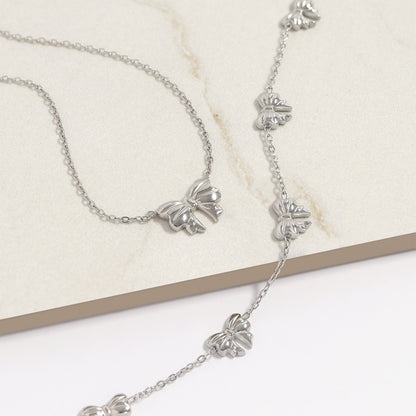 18K Gold PVD Stainless Steel Bow Pendant Necklace / CHN0106