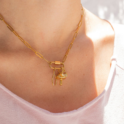 18K Gold PVD Stainless Steel Mushroom Charm / PDL0337