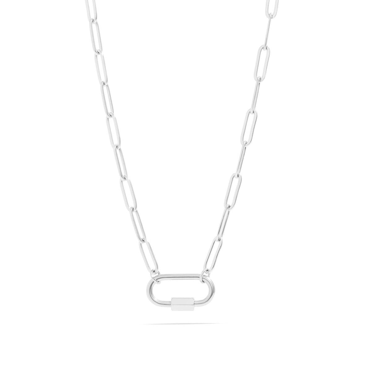 18K Gold PVD Stainless Steel Paperclip Carabiner Charm Holder Necklace / CHN0107