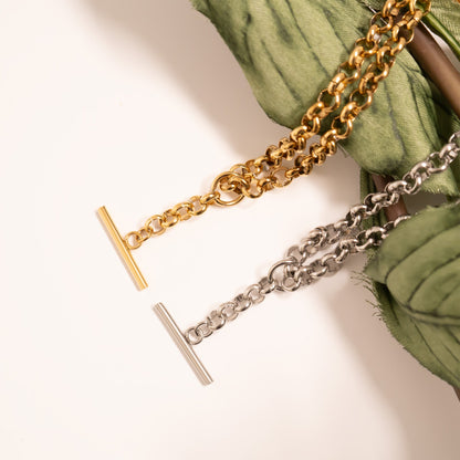 18K Gold PVD Stainless Steel Tbar Necklace / CHN0110