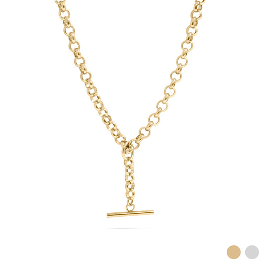 18K Gold PVD Stainless Steel Tbar Necklace / CHN0110