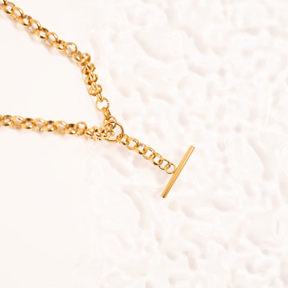 18K Gold PVD Stainless Steel Tbar Necklace / CHN0110
