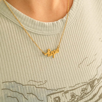 18K Gold PVD Stainless Steel Hope Necklace / CHN0112