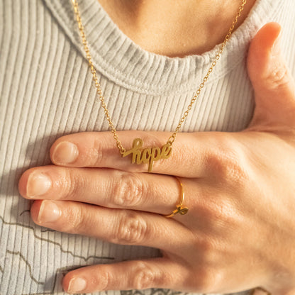 18K Gold PVD Stainless Steel Hope Necklace / CHN0112