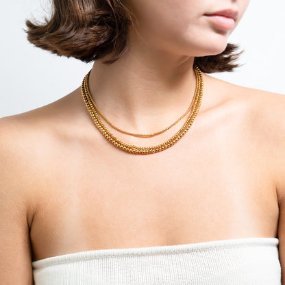 18K Gold PVD Stainless Steel Beaded Necklace / CHN0113