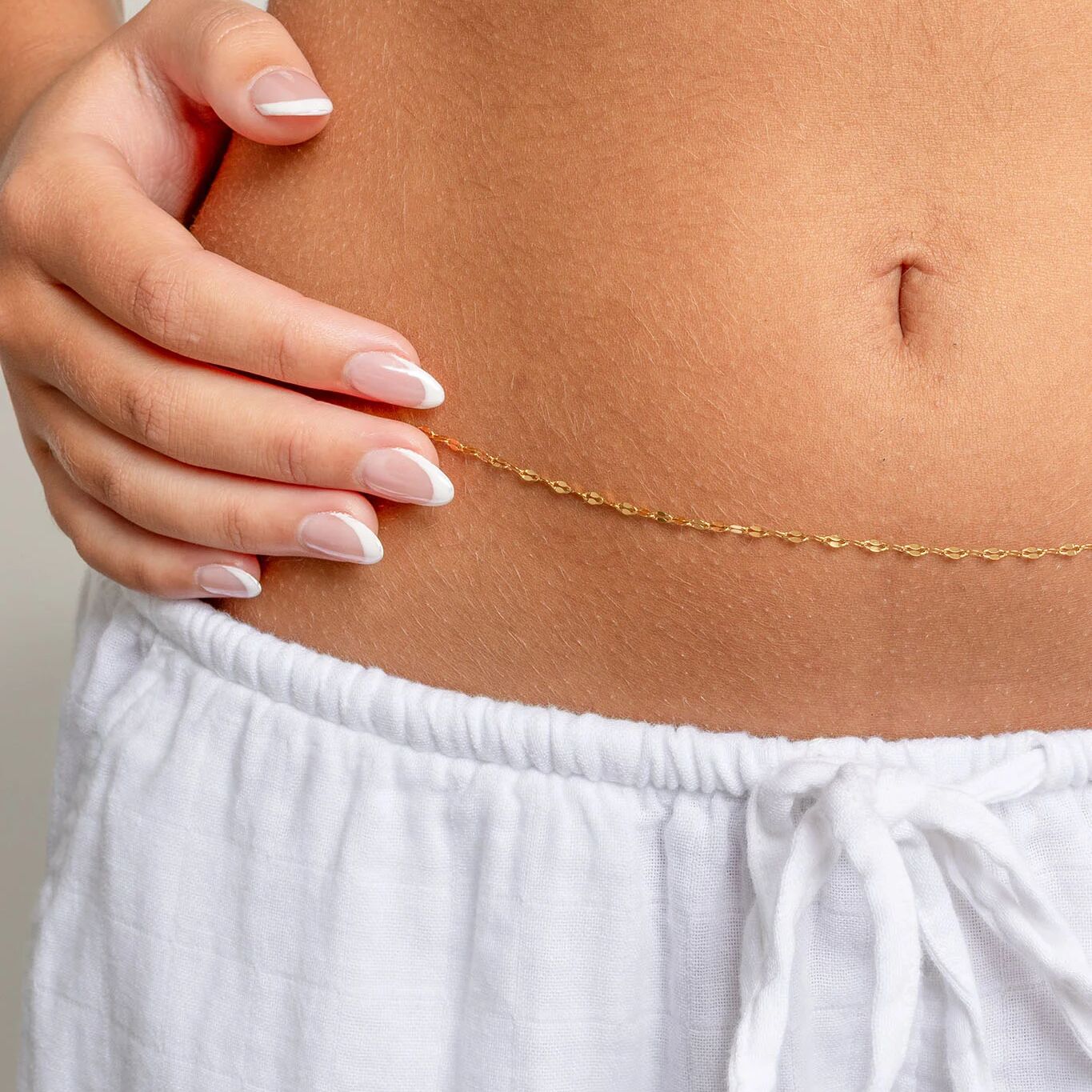 18K Gold PVD Stainless Steel Lip Belly Chain / CHN0118