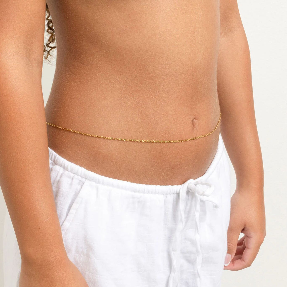 18K Gold PVD Stainless Steel Singapore Belly Chain / CHN0119