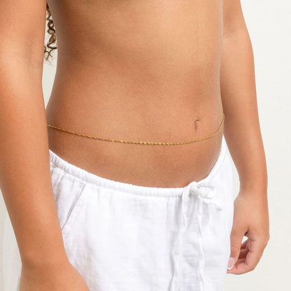 18K Gold PVD Stainless Steel Singapore Belly Chain / CHN0119