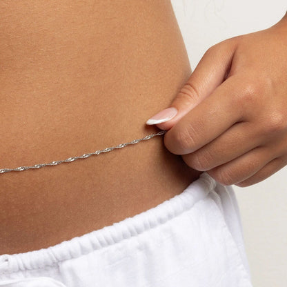 18K Gold PVD Stainless Steel Singapore Belly Chain / CHN0119