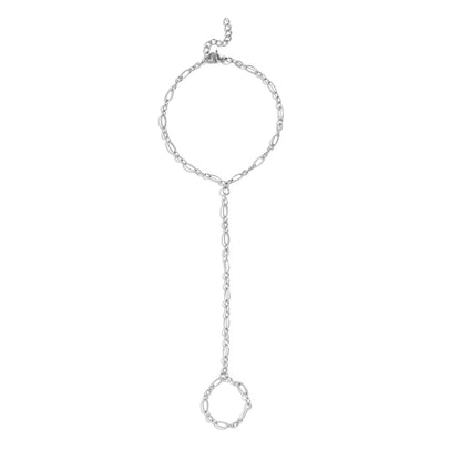 18K Gold PVD Stainless Steel Hammered Oval Hand Chain / CHN0122