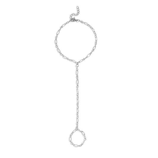 18K Gold PVD Stainless Steel Hammered Oval Hand Chain / CHN0122