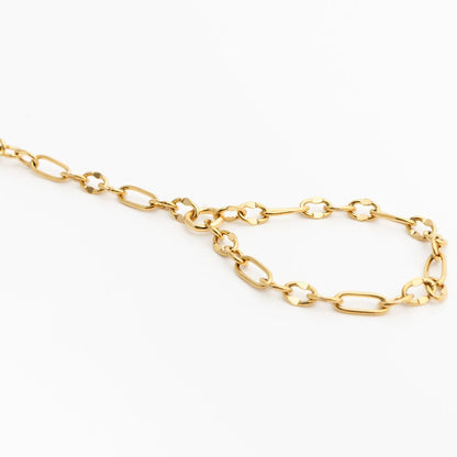 18K Gold PVD Stainless Steel Smooth Lip Hand Chain / CHN0123