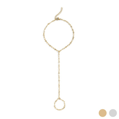 18K Gold PVD Stainless Steel Smooth Lip Hand Chain / CHN0123