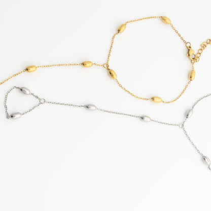 18K Gold PVD Stainless Steel Statement Bead Hand Chain / CHN0124