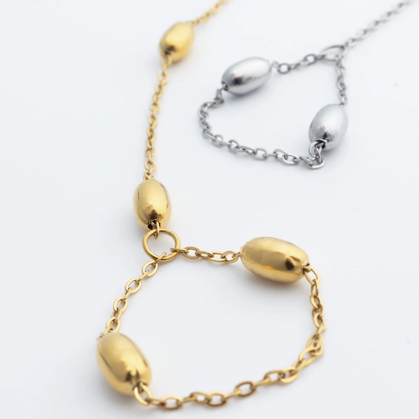 18K Gold PVD Stainless Steel Statement Bead Hand Chain / CHN0124