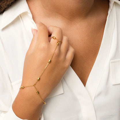 18K Gold PVD Stainless Steel Statement Bead Hand Chain / CHN0124