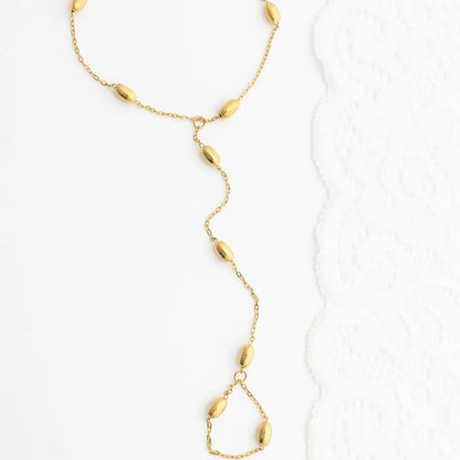 18K Gold PVD Stainless Steel Statement Bead Hand Chain / CHN0124