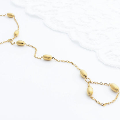 18K Gold PVD Stainless Steel Statement Bead Hand Chain / CHN0124