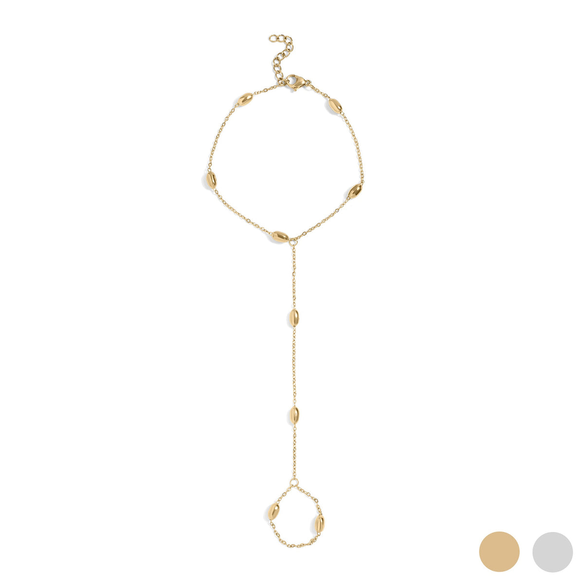 18K Gold PVD Stainless Steel Statement Bead Hand Chain / CHN0124