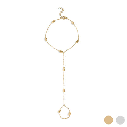 18K Gold PVD Stainless Steel Statement Bead Hand Chain / CHN0124