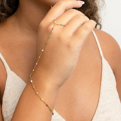18K Gold PVD Stainless Steel Multi Color Hand Chain / CHN0125