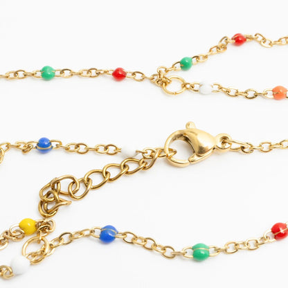 18K Gold PVD Stainless Steel Multi Color Hand Chain / CHN0125