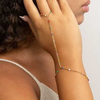 18K Gold PVD Stainless Steel Multi Color Hand Chain / CHN0125