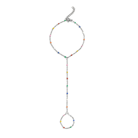 18K Gold PVD Stainless Steel Multi Color Hand Chain / CHN0125