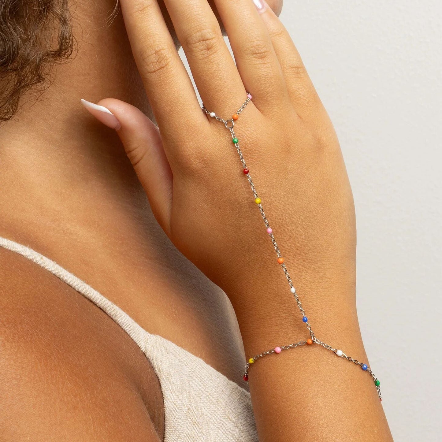 18K Gold PVD Stainless Steel Multi Color Hand Chain / CHN0125